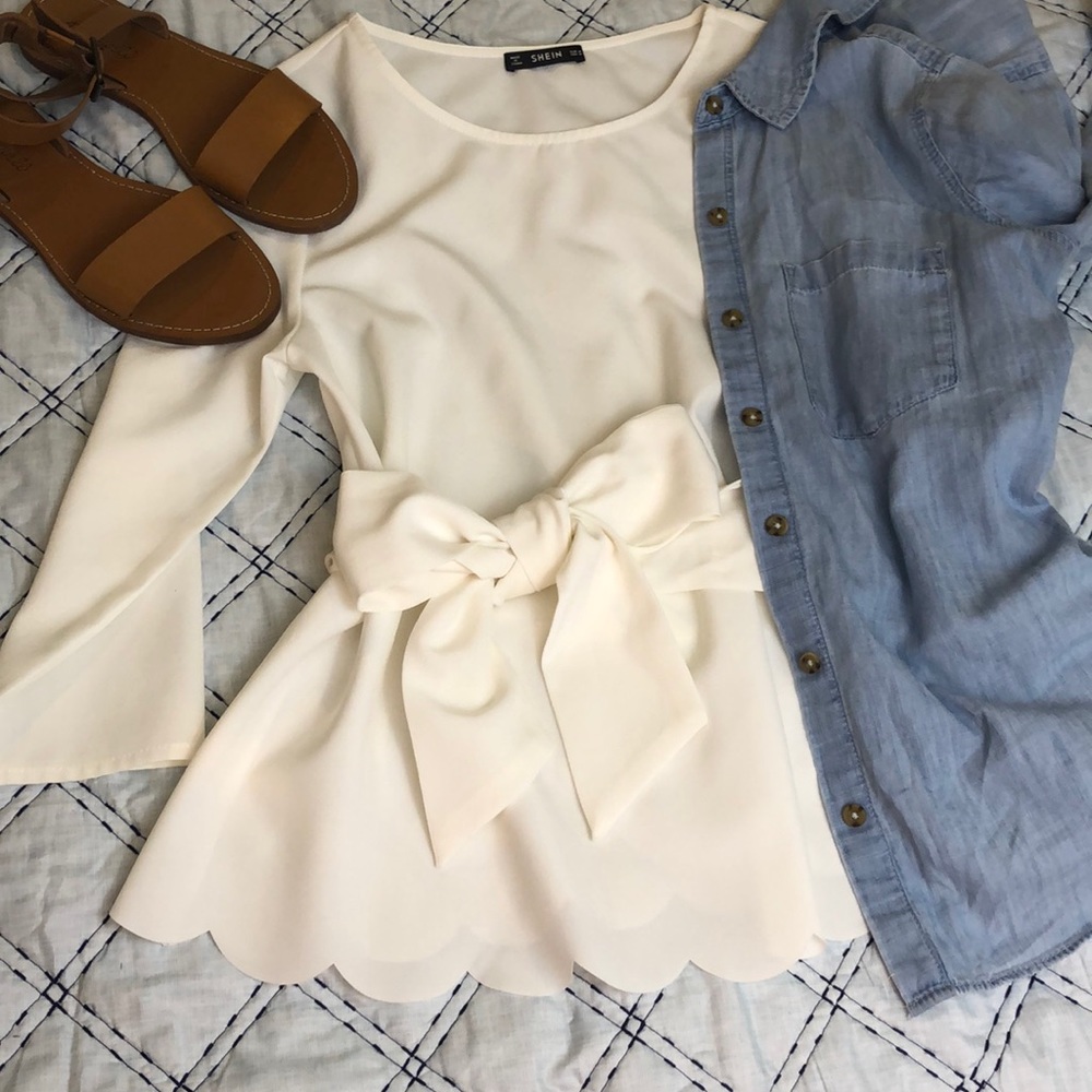 White Scalloped Blouse